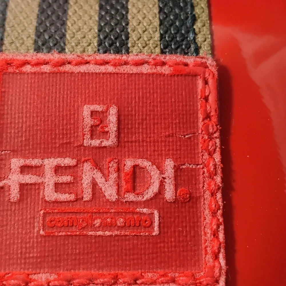 Fendi Red Pyramid Pouch – Fair, Logo Fade & Zipper Wear